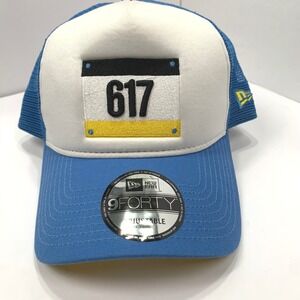 Boston 617 Trucker Hat Blue White Mesh Adjustable MLB Cap OSFM New Era 9FORTY